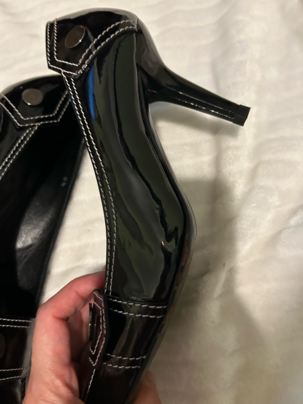TOD'S | Black Patent Pumps With White Stitching Sz 8.5 - Picture 6 of 10